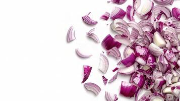 Chopped Onions Isolated on White Background for Culinary Use photo