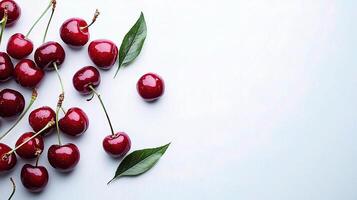 Fresh Red Cherries Isolated on White Background for Stock Photo Use