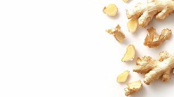 Fresh Ginger Root Isolated on White Background for Culinary Use photo