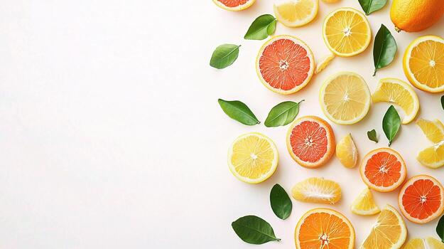 Fresh Citrus Fruits Mix Isolated on White Background for Design photo