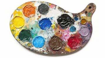 Colorful Palette of Paint Isolated on White Background for Art photo