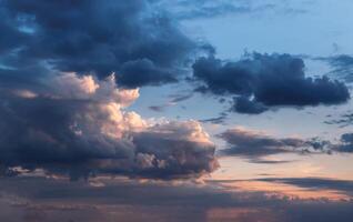 Dramatic sunset skies, cloudscape of rich color twilight sky. Sunset cloud background photo