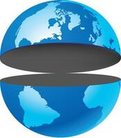 A blue and white globe with a hole in it vector
