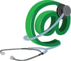 A green email sign with a stethoscope vector