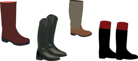 A set of four different types of boots vector