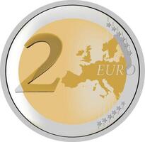 The euro coin is shown with the european map vector