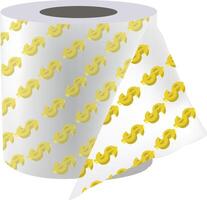 A roll of toilet paper with dollar signs on it vector