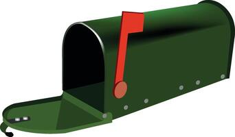 A green mailbox with a red arrow vector