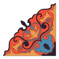 Orange carpet element corner. Vintage corner. Fabric pattern decorative corner. vector