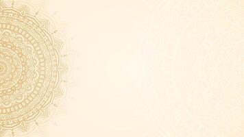 Simple Clean Detailed Decorative Mandala Artwork in Gold with Subtle Beige Tones Horizontal Background vector
