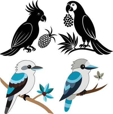 Beautiful Birds cartoon illustration