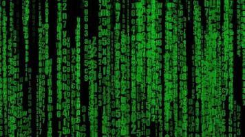 fluxo do digital chuva do números, digital computador código, abstrato verde binário código em formação video