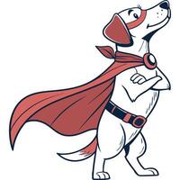 A cartoon dog wearing a red cape and holding a red cape vector