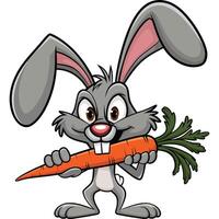 Cartoon rabbit holding a carrot vector