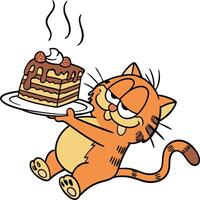 Lazy Orange Cat with a Love for Lasagna. vector