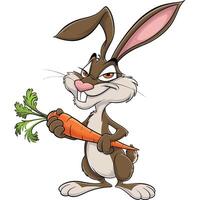 Cartoon rabbit holding a carrot vector