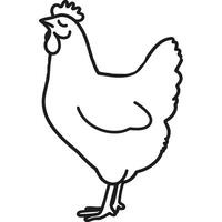 Silhouette of a hen standing in a line drawing. vector