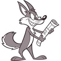Cartoon fox holding a newspaper vector