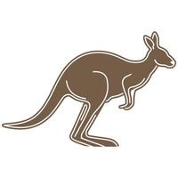Silhouette of a kangaroo hopping across a plain. vector