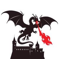 Dragon with castle vector