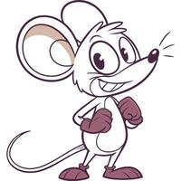 Cartoon mouse with boxing gloves vector