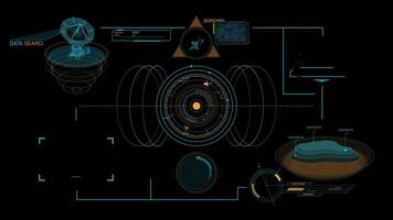 Animated high-tech screen for working with data video