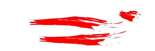 A red and white brush stroke is drawn on a white background vector