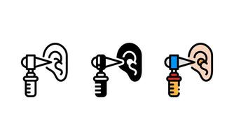 otoscope icon. with outline, glyph, and filled outline style. healthcare concept vector