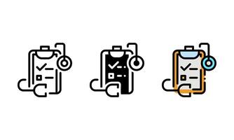 health record Icon. with outline, glyph, and filled outline style vector