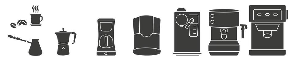 Coffee maker icons set. Outline set of coffee maker icons for web design isolated on white background. vector