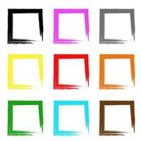 Set of square color brushes. Square frames. Colored brush frames. vector