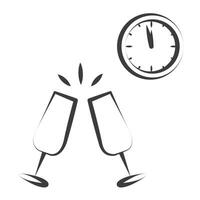 Champagne for the new year. Image of a champagne glasses icon. Waiting for the new year. vector