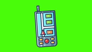 GPS tracer in phone icon animation on a green screen background, featuring a cartoon phone with smooth motion, ideal for location tracking and navigation apps. video