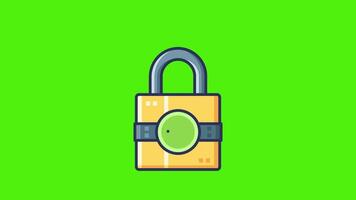 A green background featuring a lock icon, symbolizing a smart lock in a 2D animation style, perfect for security, technology, or smart home projects. video