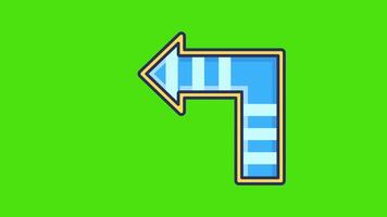 uma azul seta apontando para a esquerda em uma verde fundo dentro uma virar esquerda seta ícone animação, ideal para navegação ou direcional projetos. video