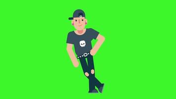 A cartoon man wearing a hat and jeans, standing casually, 2D animation style, ideal for character design, storytelling, or casual-themed projects. video