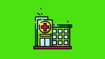 A hospital icon animation on a green screen background, ideal for healthcare, medical services, or emergency-related projects, featuring smooth and clear animation. video