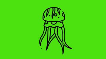 A jellyfish icon animation on a green background, featuring smooth motion and a colorful design, ideal for marine, aquatic themes, or environmental-related projects. video