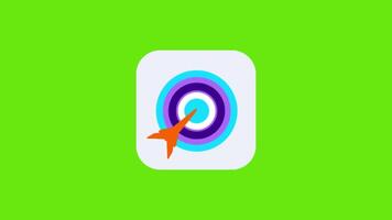 An arrow in the middle of a target on a green background in a target icon animation, ideal for goal-setting, aiming, or precision-related projects. video