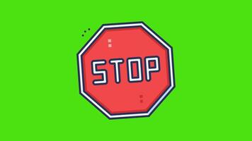 A stop sign icon animation on a green background, ideal for traffic, safety, or road-related projects, with smooth motion and clear visibility. video