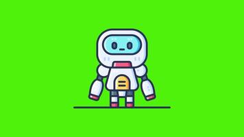 A cartoon robot standing on a green background, designed as a toy icon animation with a playful, colorful, and friendly look. video