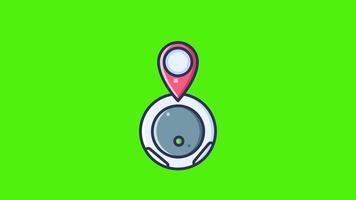 Location tracker icon animation with a green screen background, featuring a map pin and smooth motion. video