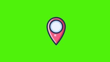 A map pointer on a green background in a location pin icon animation, ideal for navigation, mapping, or location-based projects. video