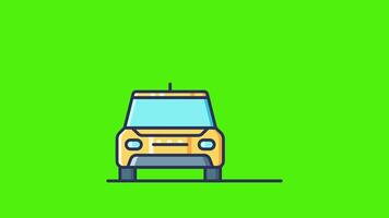 A yellow electric car icon animation on a green background, with a Wi-Fi signal on top, ideal for transportation, tech, or electric vehicle-related projects. video