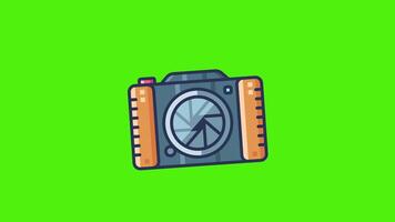 A mirrorless camera icon on a green background, featuring a sleek, modern design with clear details, ideal for photography, tech, or camera-related projects. video