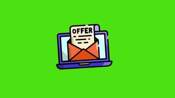 An email offer letter displayed on a laptop screen with a green screen background, perfect for professional, business, or communication-themed projects. video