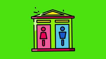 A colorful icon animation of a toilet with a man and woman inside, set against a green screen background, ideal for creative, humorous, or quirky projects video