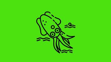 A bold black and green octopus illustration with detailed tentacles, dynamic pose, and sharp contrast. video