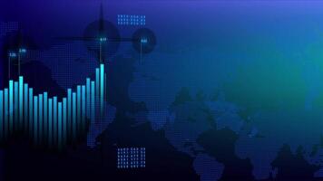 stock market growth graph, Finance business graph chart with uparrow. Hi-tech style business concept technology chart with grid, pie chart video