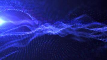 Abstract blue wave light pattern resembling a digital or organic flow, with a soft glow and intricate details background video
